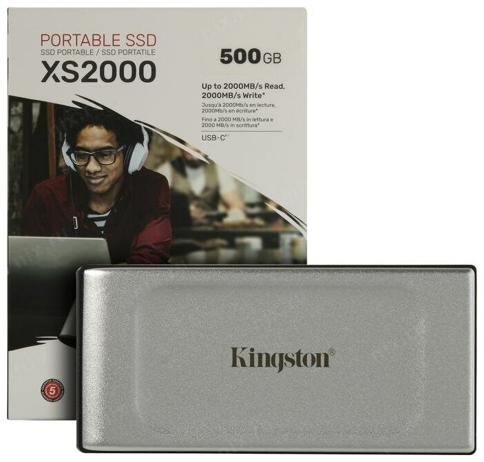 Внешний SSD диск 500ГБ Kingston "XS2000" SXS2000/500G, серо-черный