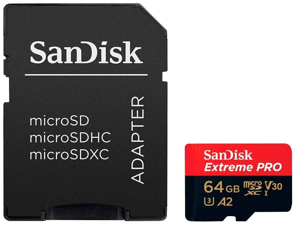 Карта памяти 64ГБ SanDisk "Extreme Pro SDSQXCY-064G-GN6MA" microSD XC UHS-I + адаптер