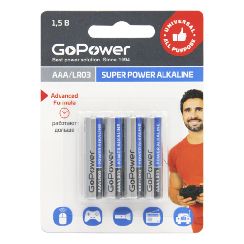 null Батарейка GoPower "Super POWER Alkaline" 00-00015602, 1.5В AAA/LR03. null.