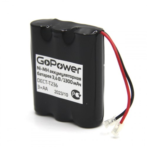 Аккумулятор GoPower "T236" 00-00015312, 3.6В 1300мАч Ni-MH 3xAA, для радиотелефонов DECT
