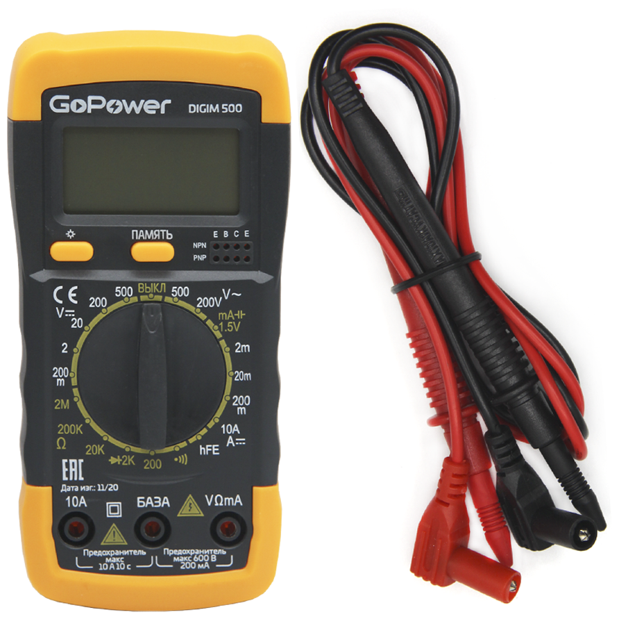 Мультиметр GoPower "DigiM 500" 00-00015325, цифровой