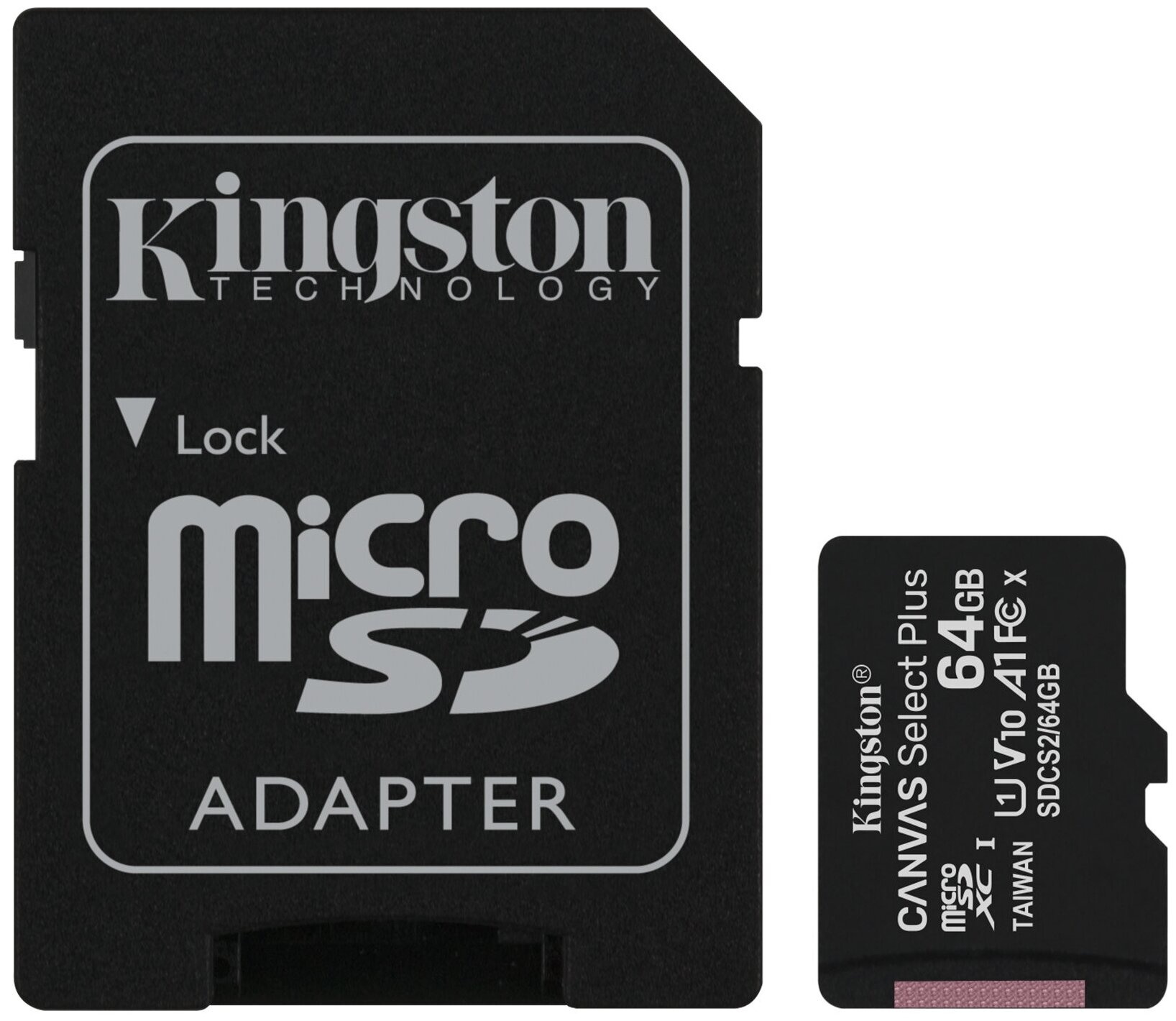 Карта памяти 64ГБ Kingston "SDCS2/64GB" microSD HC UHS-I + адаптер