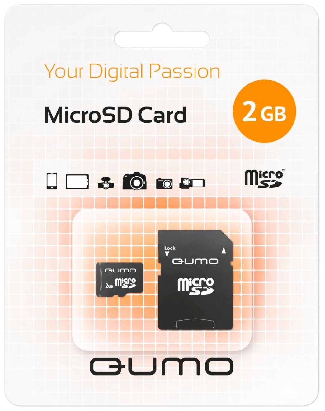 Карта памяти 2ГБ Qumo "QM2GMICSD" microSD + адаптер