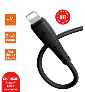 Кабель USB соединительный USB A-Lightning GoPower "GP01L" 00-00018568, черный