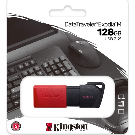 Накопитель USB flash 128ГБ Kingston "DataTraveler Exodia M" DTXM/128GB, черно-красный