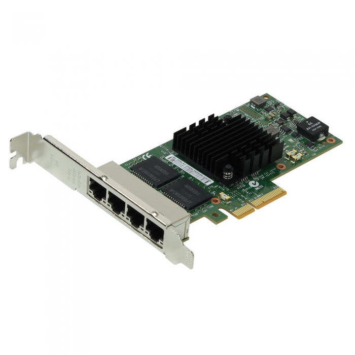Серверный сетевой адаптер Ethernet 1Гбит/сек. Intel "Ethernet Server Adapter I350-T4" I350T4V2BLK
