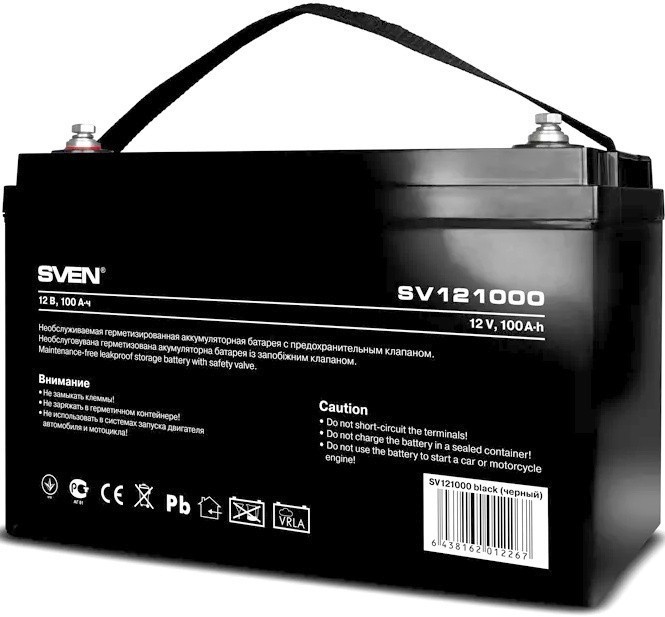 Батарея аккумуляторная Sven "SV121000" 12В 100А*ч, тип разъема болт M8