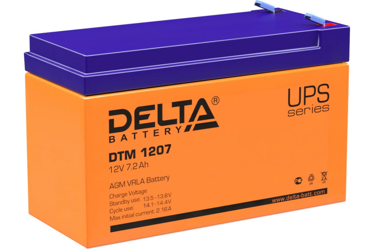 Батарея аккумуляторная Delta "DTM 1207" 12В 7.2А*ч