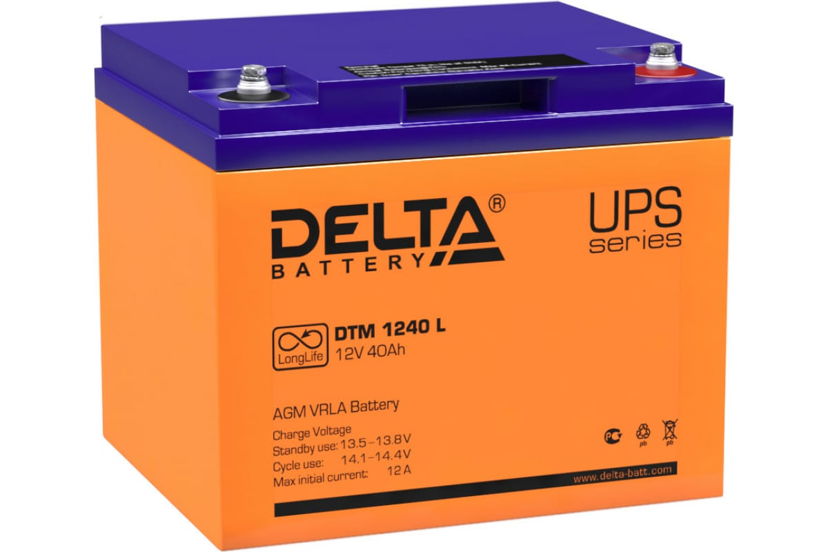 Батарея аккумуляторная Delta "DTM 1240 L" 12В 40.0А*ч