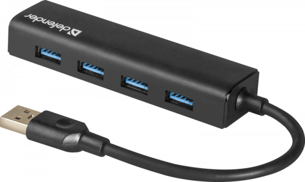 Разветвитель 4 порта USB3.0 Defender "Quadro Express" 83204, внешн., черный
