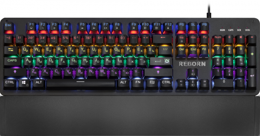 Клавиатура Defender "GK-165DL Reborn" 45165, механическая, подсветка, черный
