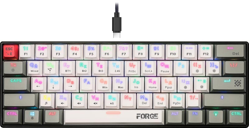 Клавиатура Defender "GK-345 Forge" 45345, механическая, подсветка, черно-серый