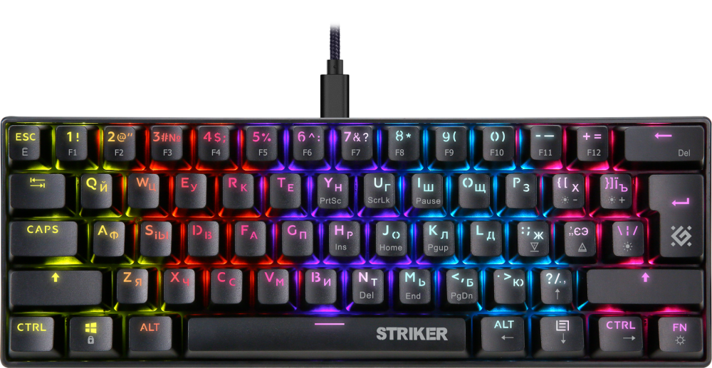 Клавиатура Defender "GK-380L Striker" 45380, механическая, подсветка, черный