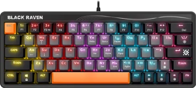 Клавиатура Defender "GK-417 Black Raven" 45416, механическая, подсветка, серый