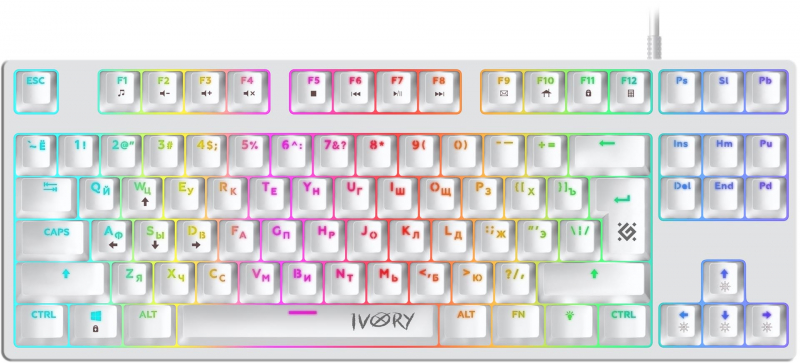 Клавиатура Defender "GK-579 Ivory" 45579, механическая, подсветка, белый