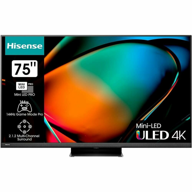 Телевизор 75" Hisense "75U8KQ", MiniLED ULED, 4K Ultra HD 3840x2160, Smart TV, черный