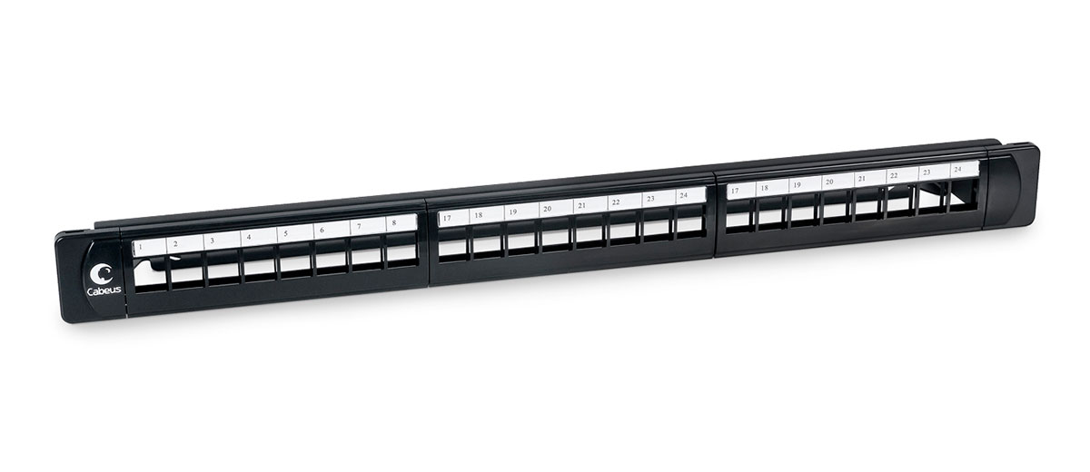 Патч-панель модульная 1U 19" RM 24 порта Cabeus "PLB-24" UTP, организатор