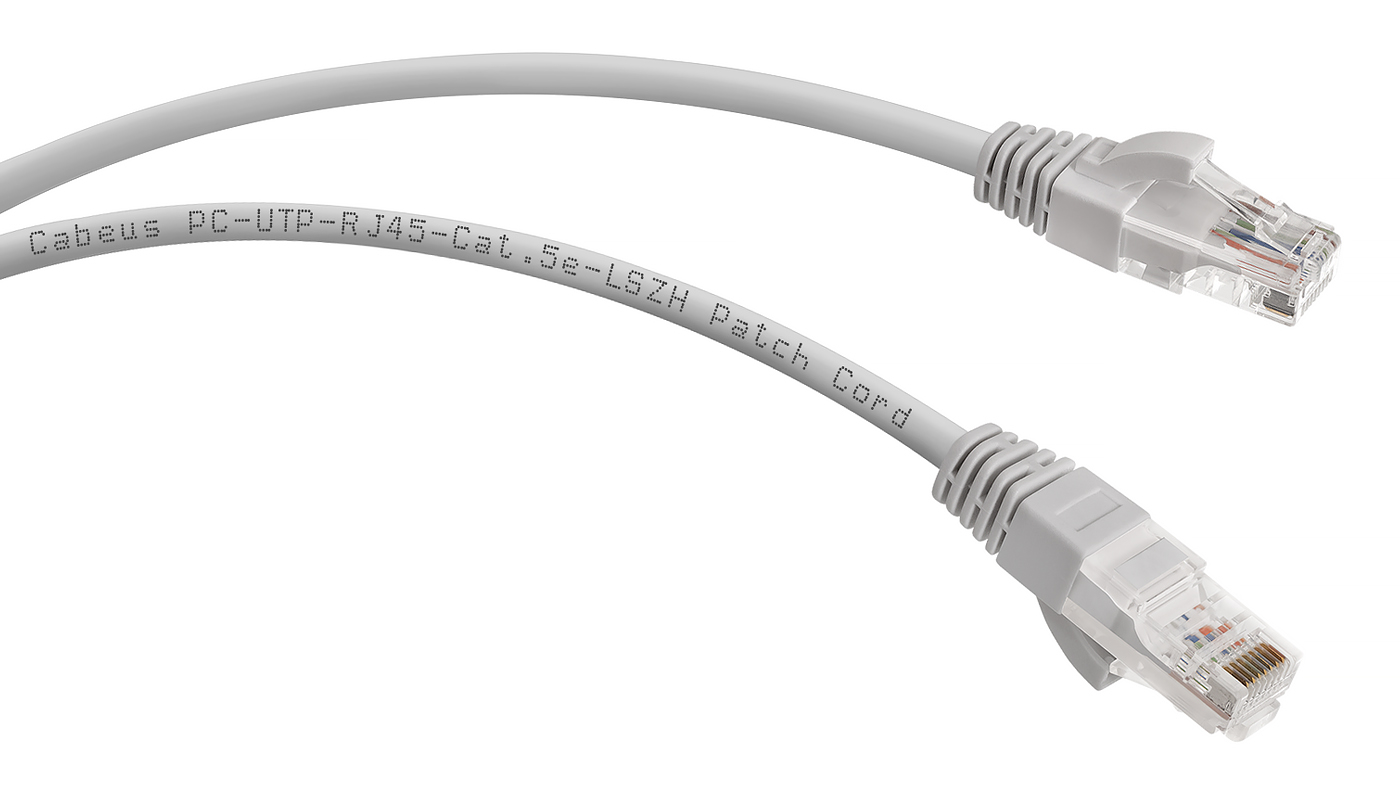 Патч-корд UTP 5e кат. Cabeus "PC-UTP-RJ45-Cat.5e-0.3m-LSZH" с разъемами RJ-45