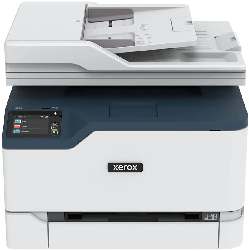 Цветное многофункциональное устройство Xerox "C235V" A4, лазерный, принтер + сканер + копир + факс, ЖК, бело-синий