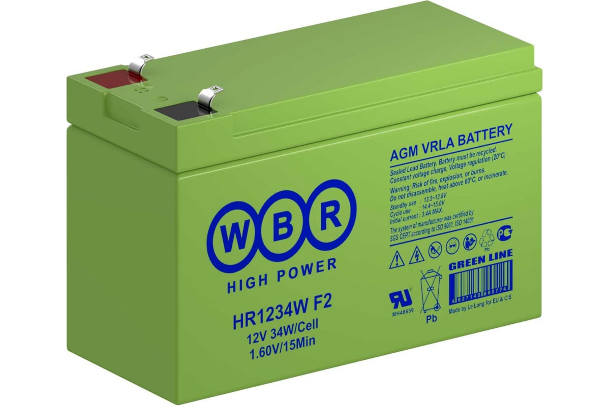 Батарея аккумуляторная WBR "HR1234W F2" 12В 9.0А*ч
