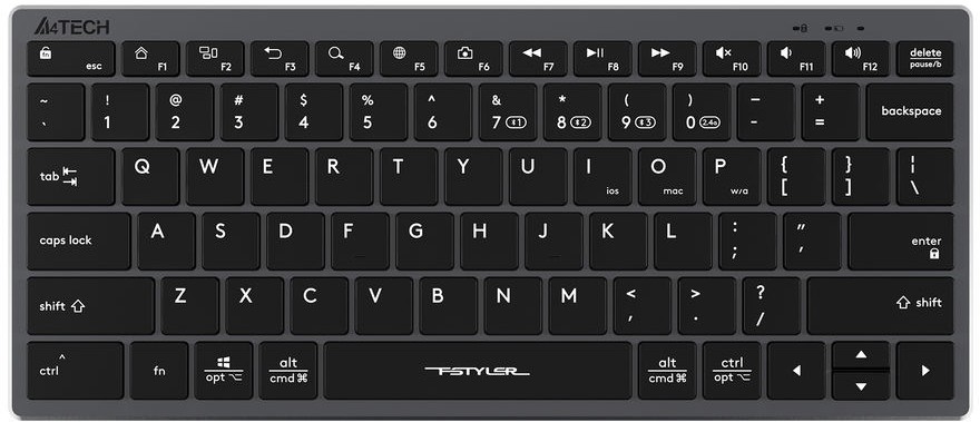 Клавиатура A4Tech "Fstyler FBX51C", беспров., черно-серый