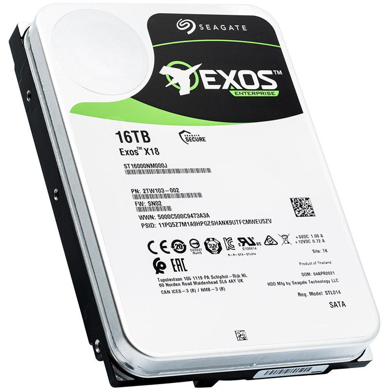 Жесткий диск 16ТБ Seagate "Exos X18 ST16000NM000J", 7200об./мин., 256МБ