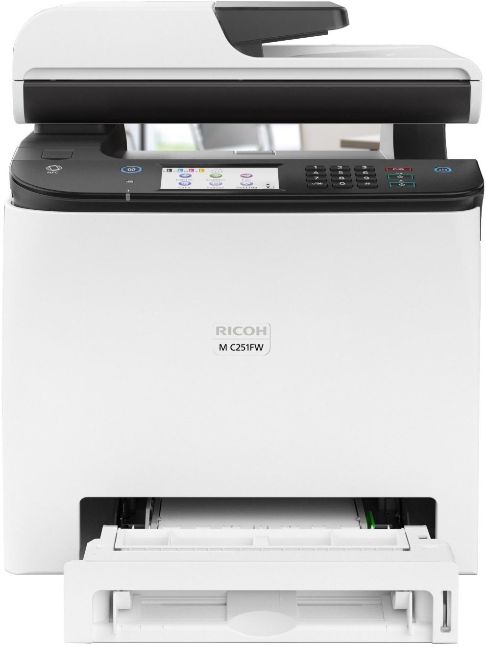 Цветное многофункциональное устройство Ricoh "M C251FW" A4, лазерный, принтер + сканер + копир + факс, ЖК, бело-черный
