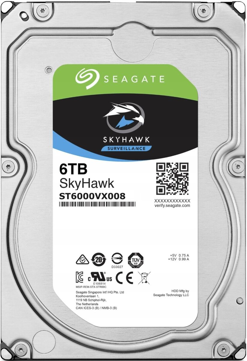 Жесткий диск 6ТБ Seagate "SkyHawk Surveillance ST6000VX008", 5400 об/мин., 256МБ