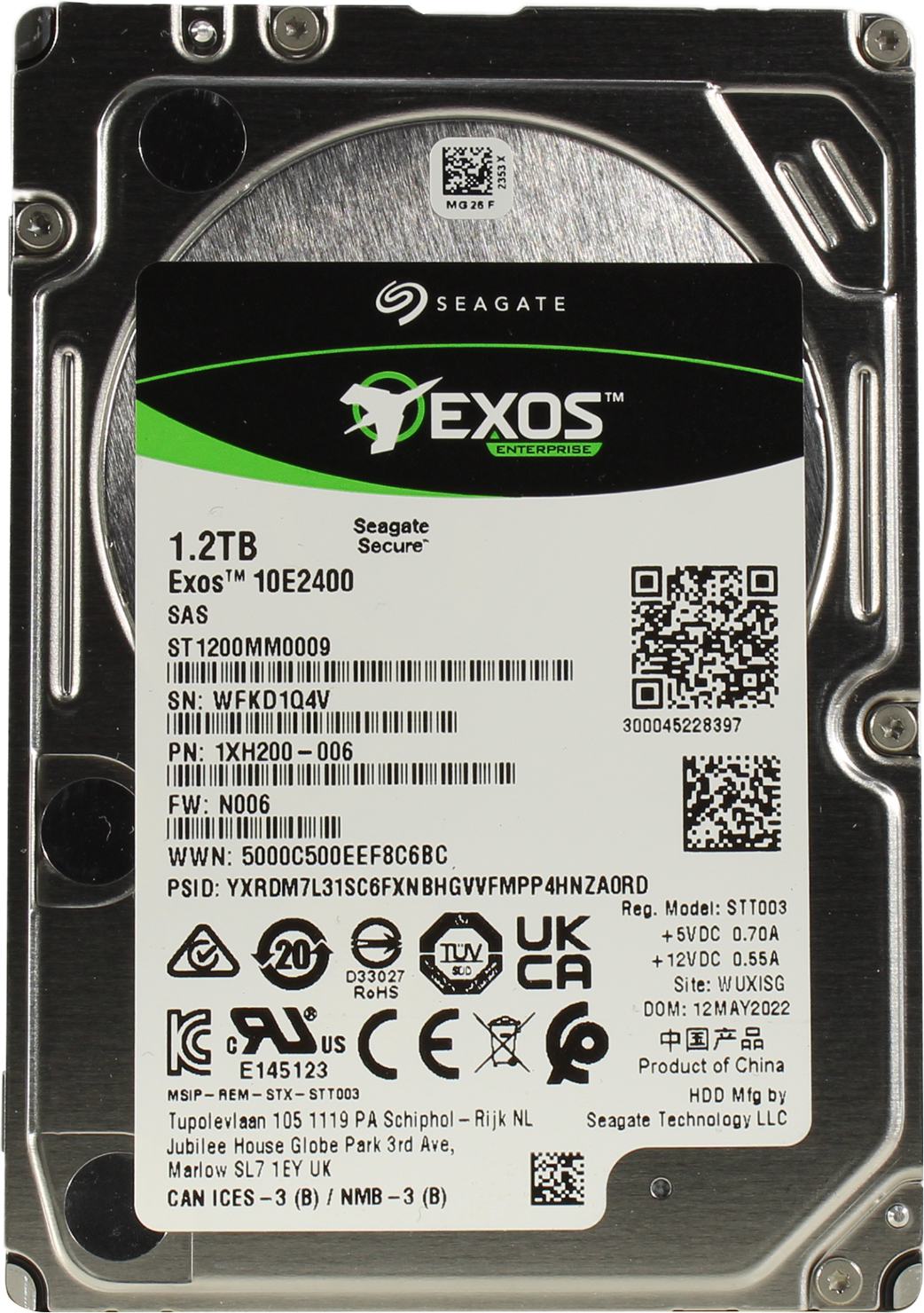 Жесткий диск 1.2ТБ 2.5" Seagate "Exos 10E2400 ST1200MM0009", 10000об./мин., 128МБ
