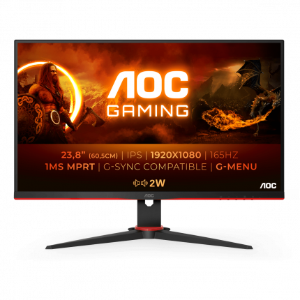 Монитор 23.8" AOC "24G2SPU/BK Gaming" 1920x1080, IPS, черно-красный