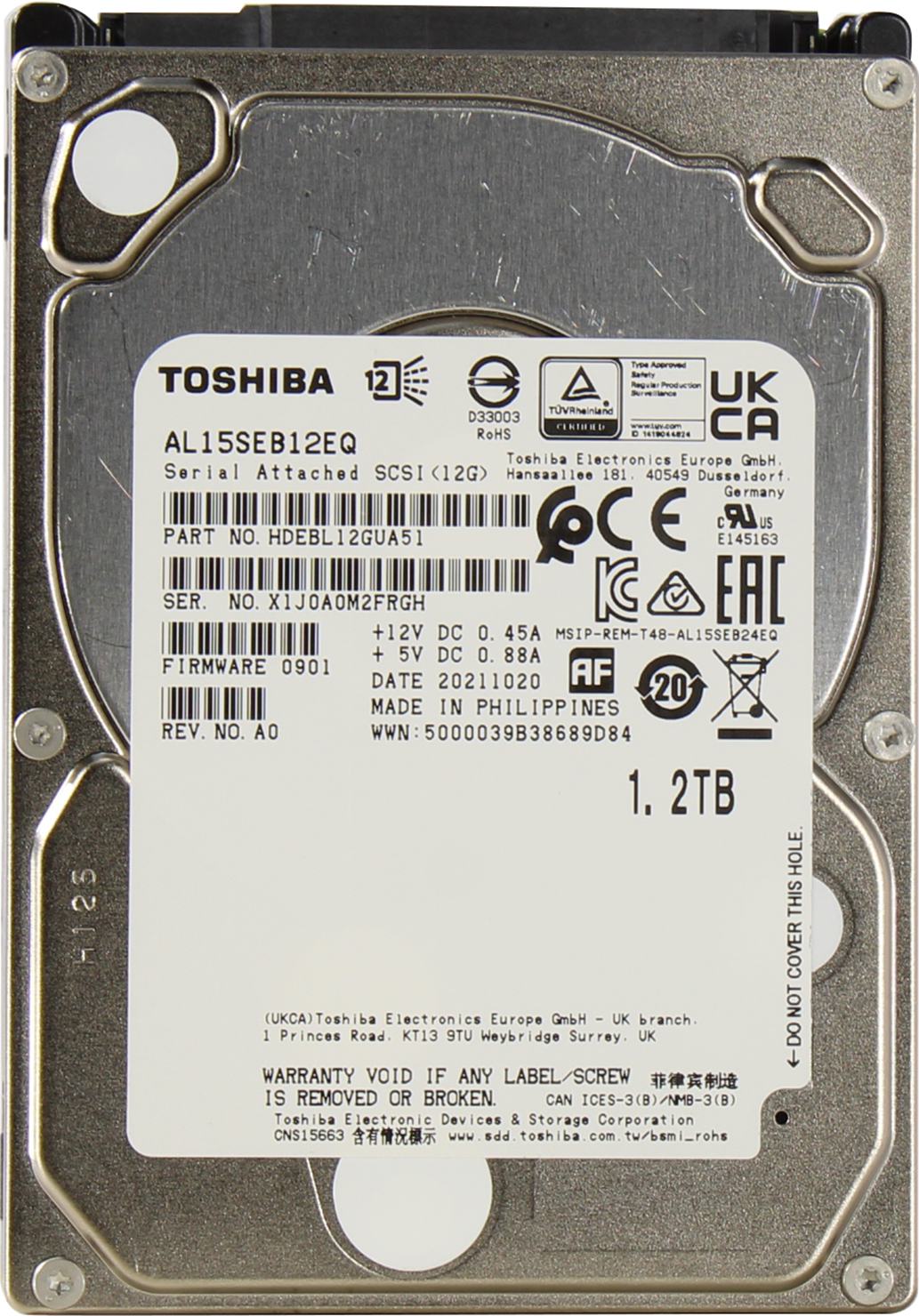 Жесткий диск 1.2ТБ 2.5" Toshiba "Enterprise Peformance" AL15SEB12EQ, 10500об./мин., 128МБ