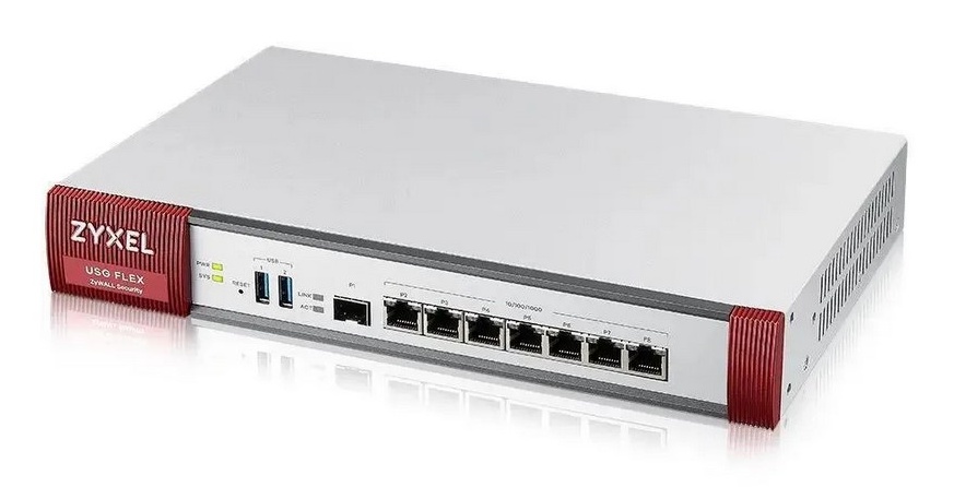 Межсетевой экран 1U 19" RM ZyXEL "USG Flex 500" USGFLEX500-EUCI02F, подписка 1 год, Wi-Fi контроллер, 7 портов LAN/WAN GE 1Гбит/сек. + 1 порт SFP + 2 порта USB3.0