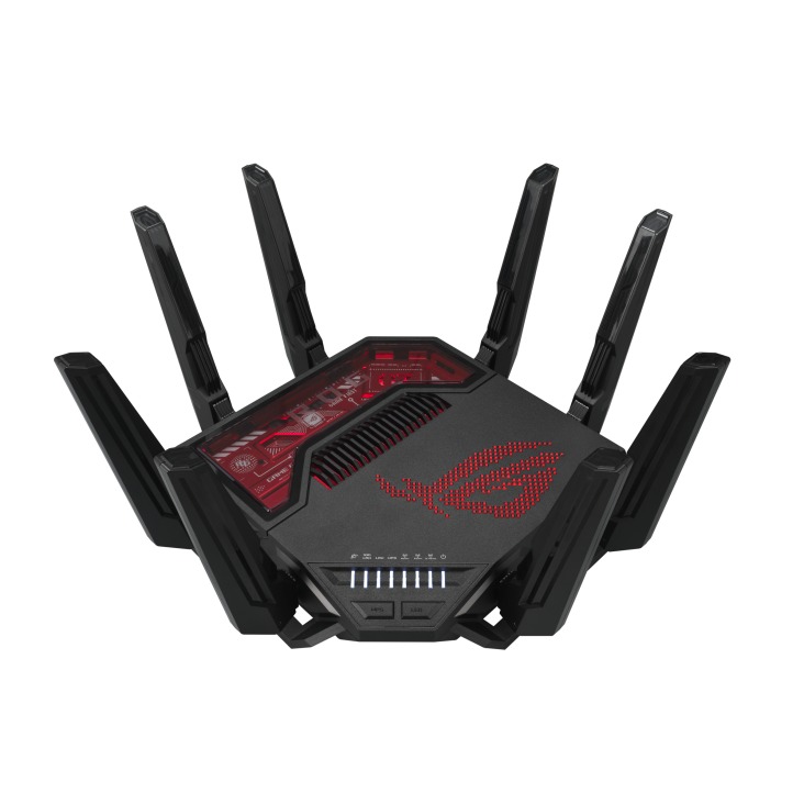 Беспроводной маршрутизатор ASUS "ROG Rapture GT-BE19000" WiFi 11529+5764+1376Мбит/сек. + 1 порт LAN 10Гбит/сек. + 3 порта LAN 2.5Гбит/сек. + 1 порт LAN 1Гбит/сек. + 1 порт WAN/LAN 10Гбит/сек. + 1 порт WAN/LAN 2.5Гбит/сек. + 1 порт USB3.2 + 1 порт USB2.0
