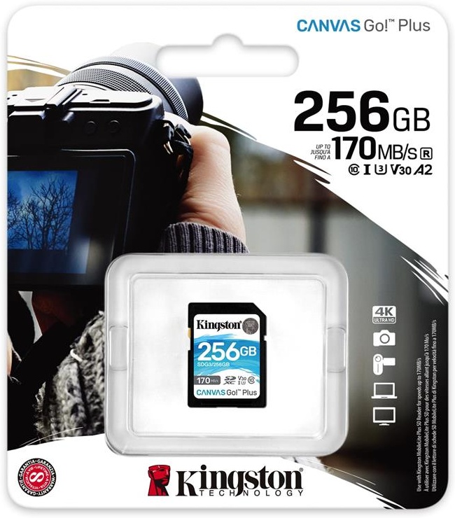 Карта памяти 256ГБ Kingston "Canvas Go Plus" SDG3/256GB SecureDigital XC UHS-I U3