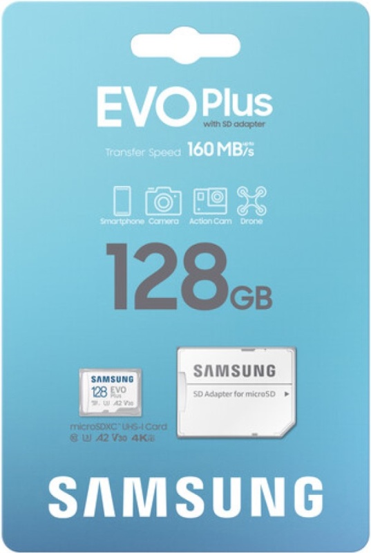 Карта памяти 128ГБ Samsung "EVO Plus" MB-MC128SA/APC microSD XC UHS-I U3 + адаптер