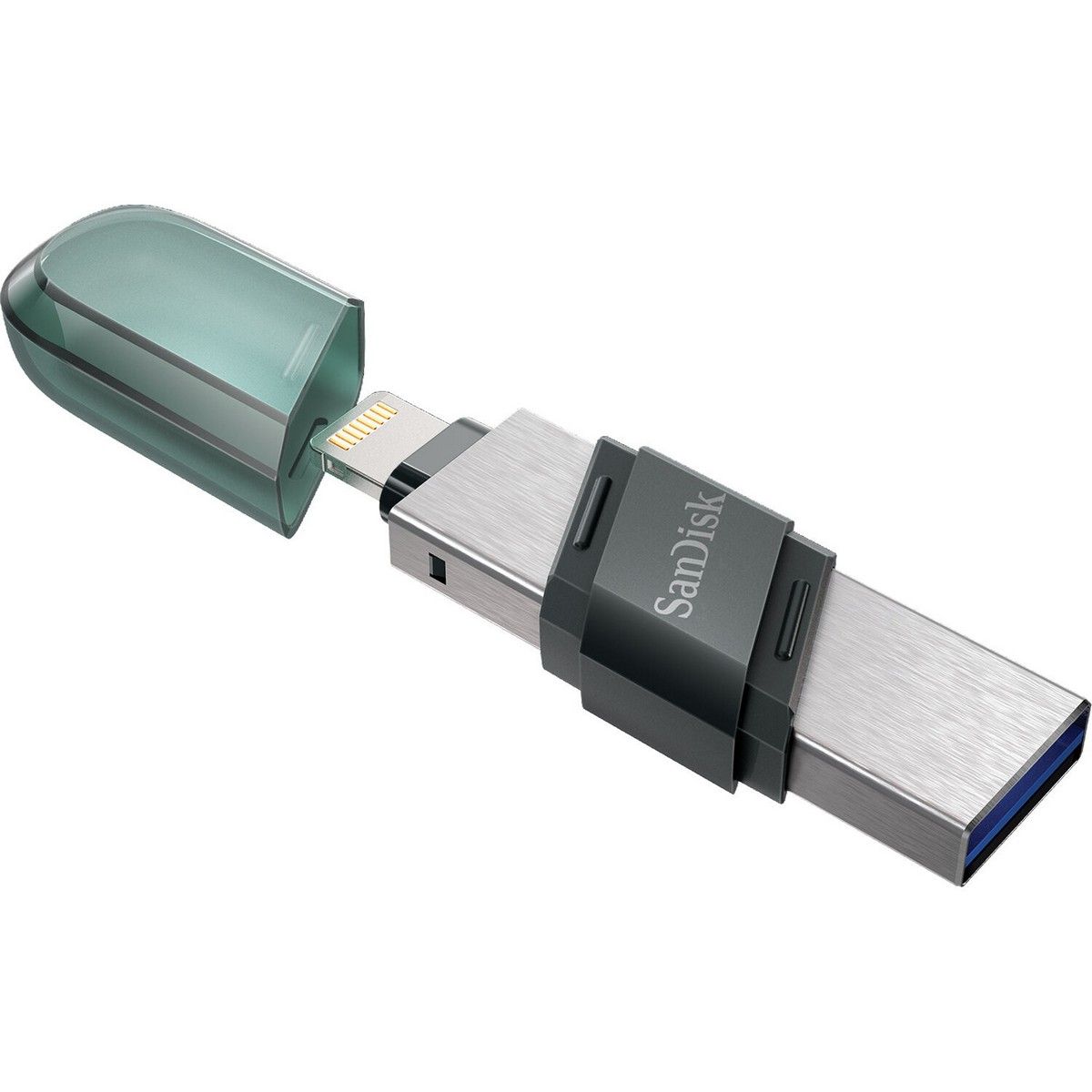 Накопитель USB flash 128ГБ SanDisk "iXpand Flip" SDIX90N-128G-GN6NE, серебр.-зеленый