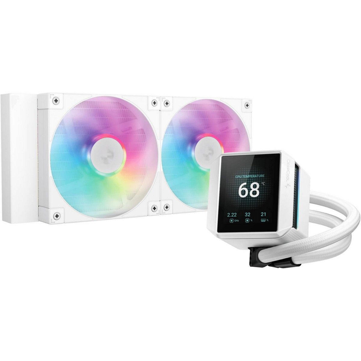 Система водяного охлаждения для Socket1700/1851/AM4/AM5 Deepcool "MYSTIQUE 240 WH ARGB" R-LX240-WHDSNMCP-G-1, дисплей, подсветка