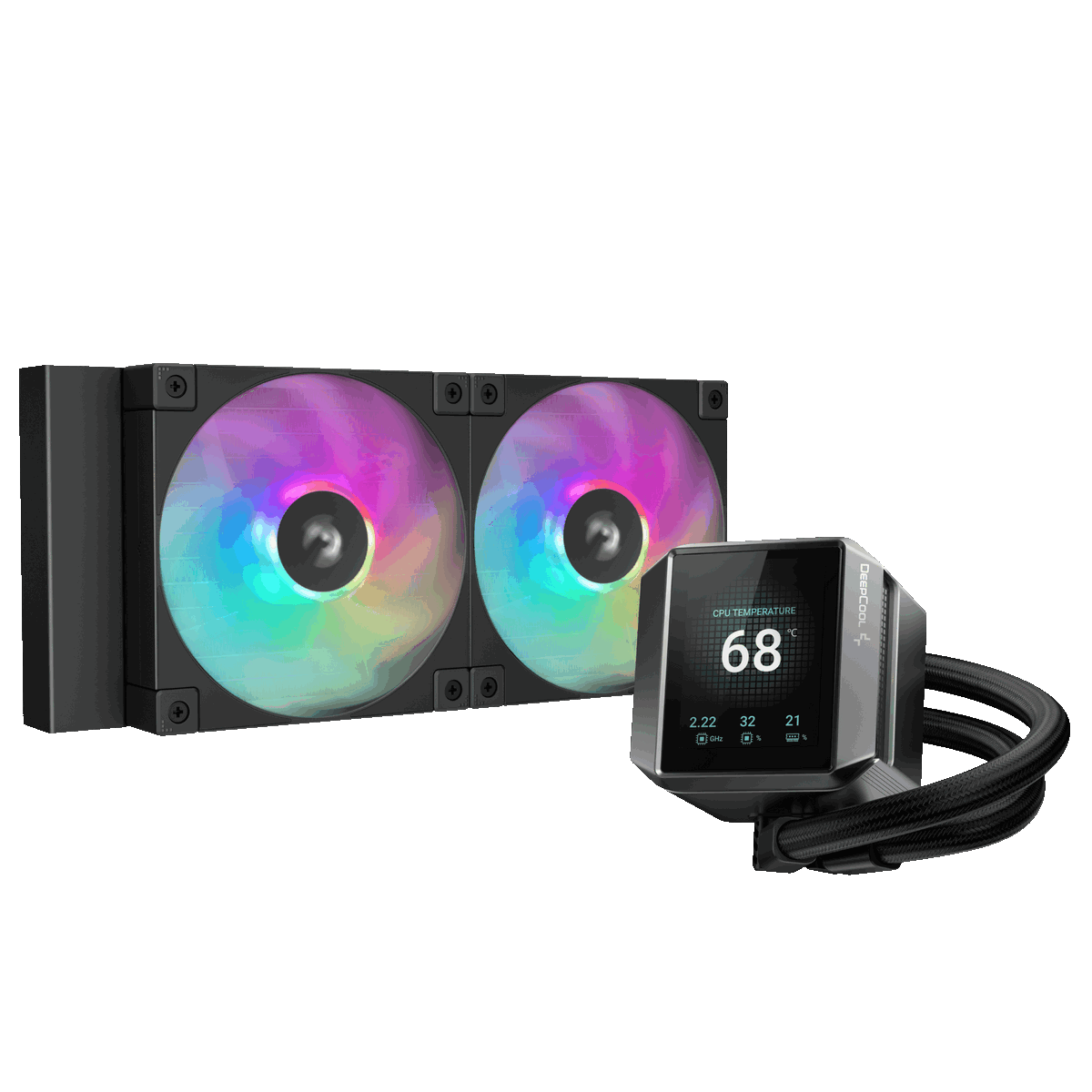 Система водяного охлаждения для Socket1700/1851/AM4/AM5 Deepcool "MYSTIQUE 240 ARGB" R-LX550-BKADSNC-G-1, ЖК-экран, подсветка