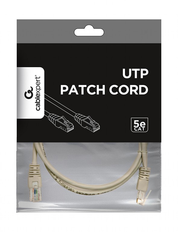 Патч-корд UTP 5e кат. Cablexpert "PP12-0.5M" с разъемами RJ-45, серый