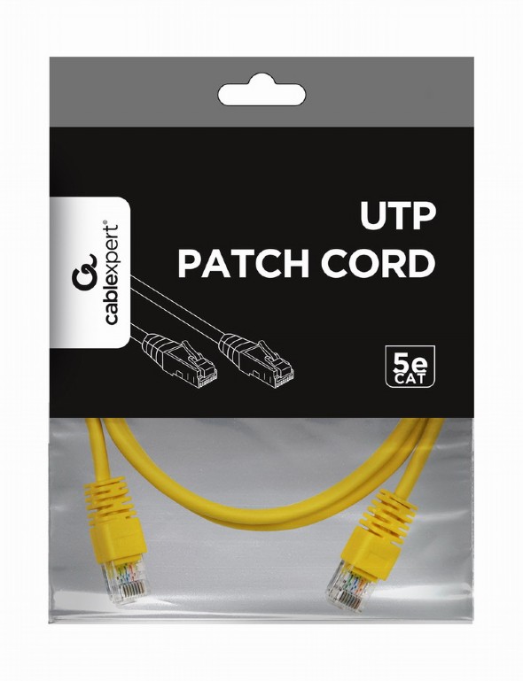 Патч-корд UTP 5e кат. Cablexpert "PP12-2M/Y" с разъемами RJ-45, желтый