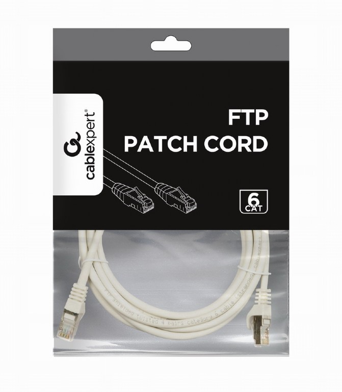 Патч-корд FTP 6 кат. Cablexpert "PP6-5M" с разъемами RJ-45, серый