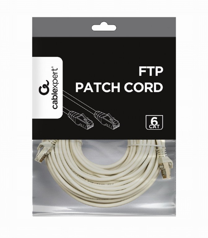 Патч-корд FTP 6 кат. Cablexpert "PP6-15M" с разъемами RJ-45, серый