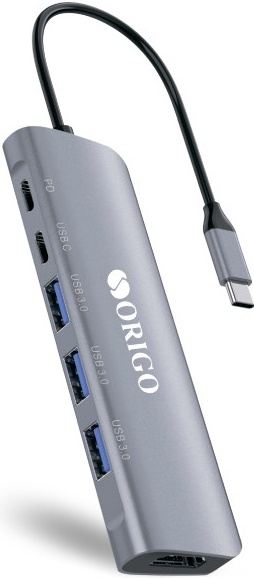 Док-станция Type-C->3 порта USB3.0 + 1 порт HDMI + 1 порт Type-C PD3.0 + 1 порт Type-C Origo "OU3360PD", серый