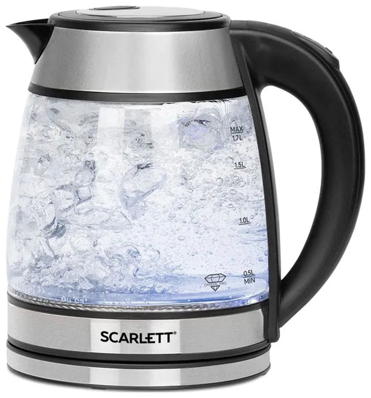 Чайник Scarlett "SC-EK27G54", электрический, подсветка, серебристо-черный