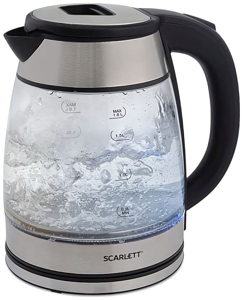 Чайник Scarlett "SC-EK27G40", электрический, подсветка, серебристо-черный