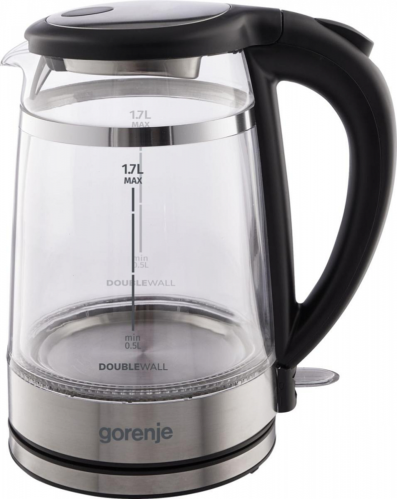 Чайник Gorenje "K17GDW" 743902, электрический, серебристо-черный