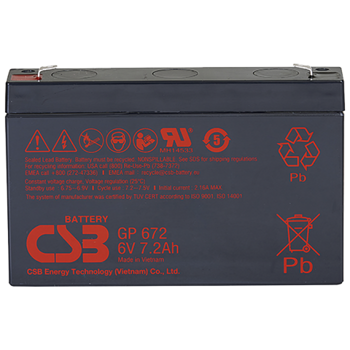 Батарея аккумуляторная CSB "GP 672" 6В 7.2А*ч