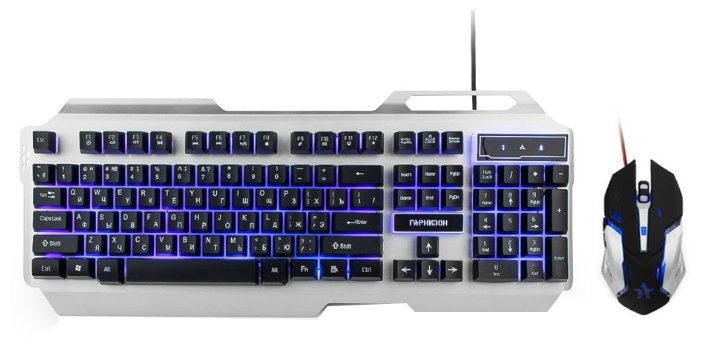 Комплект клавиатура + мышь Комплект клавиатура + мышь Гарнизон "GKS-510G", подсветка, черно-серый. null.